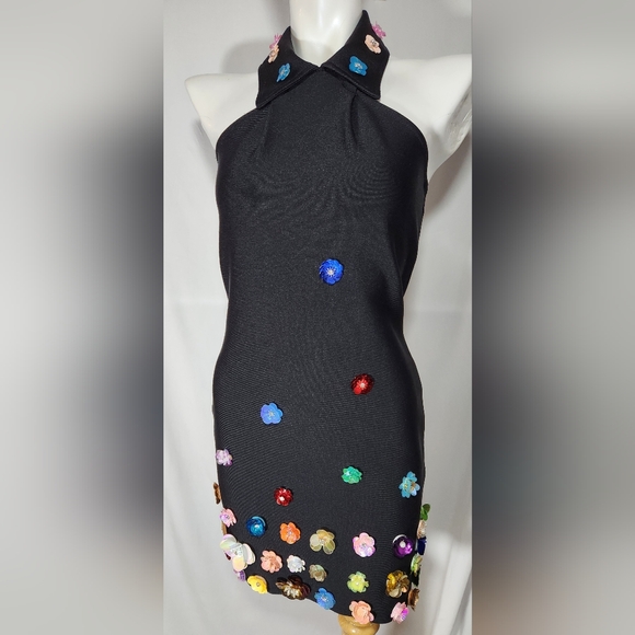 Anewsta Bandage Dress With 3D Floral Embellishments size M - Picture 1 of 12
